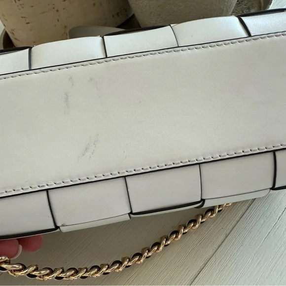 Michael Kors Jet set leather woven crossbody bag white gold - Picture 6 of 13